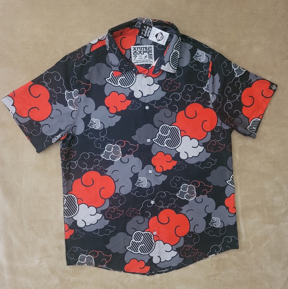 Animeape Men Aloha Akatsuki Button Up Hawaiian Shirt Size M NWT